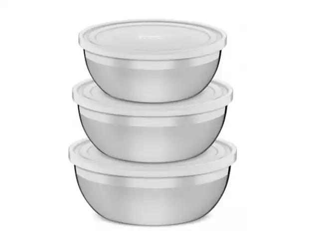 Jogo de Potes com Tampa Transparente Tramontina Inox 3 Peças