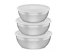 Jogo de Potes com Tampa Transparente Tramontina Inox 3 Peças