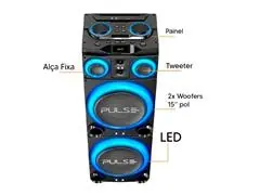 Caixa de Som Pulse Torre Double SP515 15 pol" LED Bluetooth- 3500w - 3