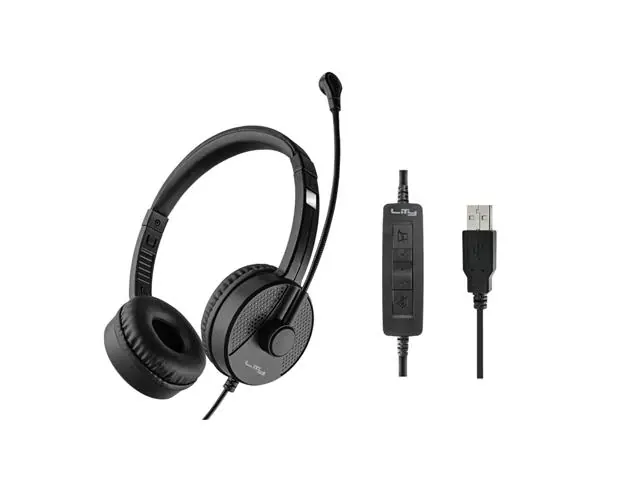 Headset Corporativo USB Lity HC11 c/  Mic ANC Preto