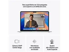 MacBook Air Apple 13.6" M4 GPU 8 Núcleos Cam 12MP 16GB RAM 256GB Prata - 5