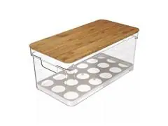 Organizador Duplo Com Tampa De Bambu Ou Linha Clear