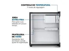 Frigobar Mondial 46L Porta Reversível Preto 220V - 1
