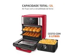 Fritadeira Air Fryer Forno Oven 12L Mondial Vermelho/Inox 2000W 110V - 1