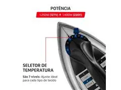 Ferro a Seco Mondial Preto/Cromado 1250W 110V - 2