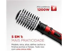 Escova Rotativa Ceramic Íon Turbo Mondial Vermelho/Preto, 1200W 110V - - 1