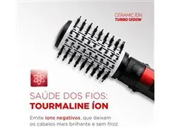 Escova Rotativa Ceramic Íon Turbo Mondial Vermelho/Preto, 1200W 110V - - 2