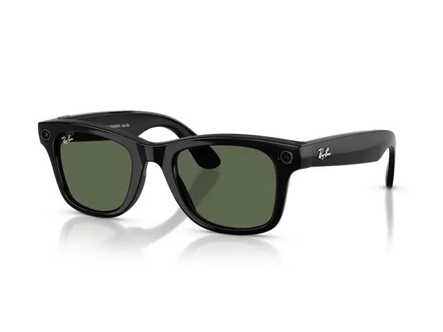 Óculos Ray-Ban Meta Wayfarer Shiny Black | G15 Green
