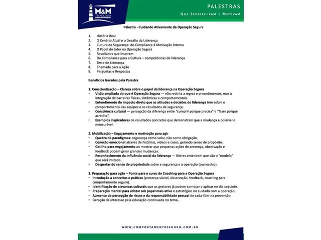 PALESTRA - Cuidando Ativamente da Operação Segura