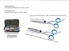 Kit Tesoura Profissional Gadnic Corte Polimento Desfiadeira 6.0 - 4