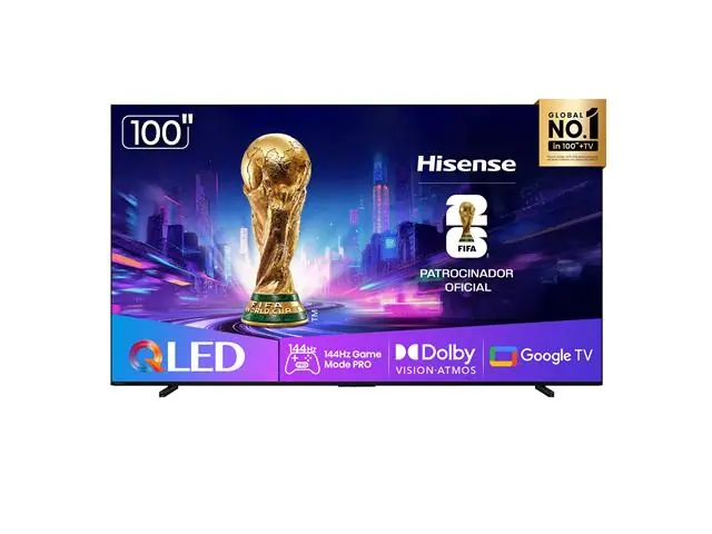 Smart TV 4K Hisense QLED 100 Polegadas Modo Jogo Pro 144Hz e Wi-Fi