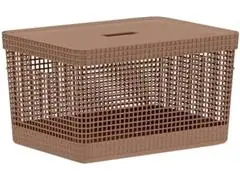 Cesto Grid Com Tampa 20 L Marrom Amendoa Fechado