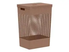 Cesto De Roupas Grid Com Tampa 49 L Marrom Amendoa Fechado