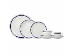Aparelho jantar Très Classique porcelana Silver Rim 42pçs azul - 6