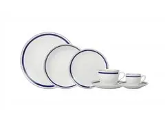 Aparelho jantar Très Classique porcelana Silver Rim 42pçs azul - 7
