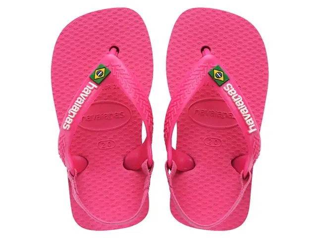 Chinelo Havaianas N.B. Brasil Logo Rosa Flux/Branco