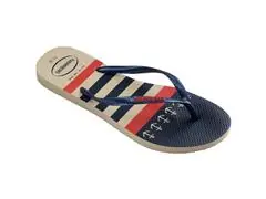 Chinelo Havaianas Slim Nautical Bege Palha/Marinho - 1