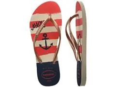 Chinelo Havaianas Slim Nautical Bege Palha/Rose Gold - 3