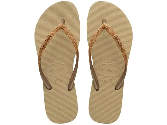 Chinelo Havaianas Slim Glitter Ii Areia/Dourado