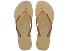 Chinelo Havaianas Slim Glitter Ii Areia/Dourado