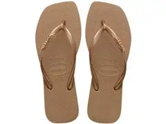 Chinelo Havaianas Sl Sq Logo Met Rose Gold/Rose Gold