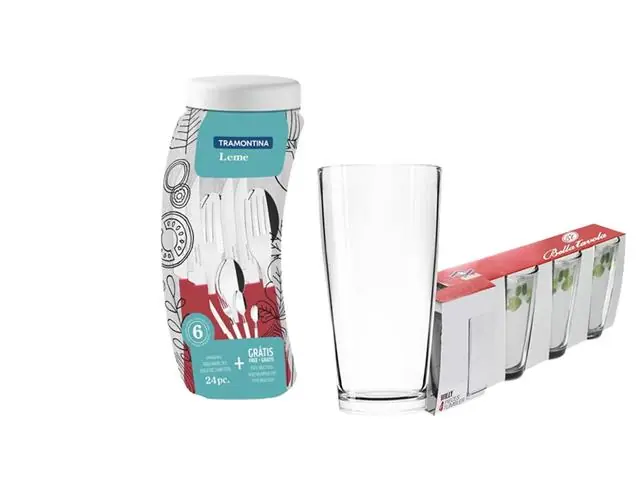 Combo Essencial Tramontina: Talheres Leme Vermelho + Copos Long Drink 