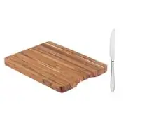 Combo Essencial Tramontina: Tábua Churrasco Teca + Faca Laguna Inox