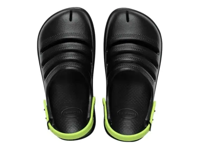 Sándalias Havaianas Kids Clog Preto/Verde Limao Tam 25-26