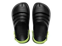 Sándalias Havaianas Kids Clog Preto/Verde Limao Tam 27-28