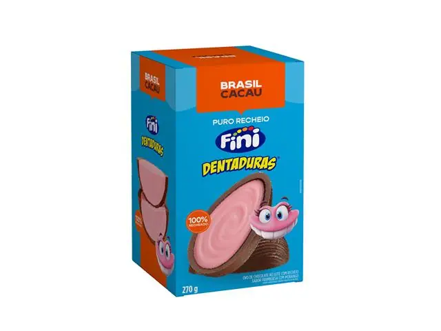 Ovo de Páscoa Brasil Cacau Puro Recheio Fini Dentaduras 270g