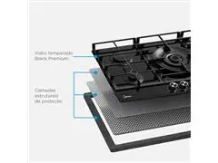 Cooktop a Gás Midea Volcano em Vidro com 05 Bocas Preto - 5