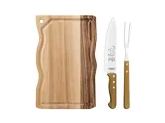 Kit Churrasco Tramontina Aço Inox Cabo Madeira 3pçs - 0