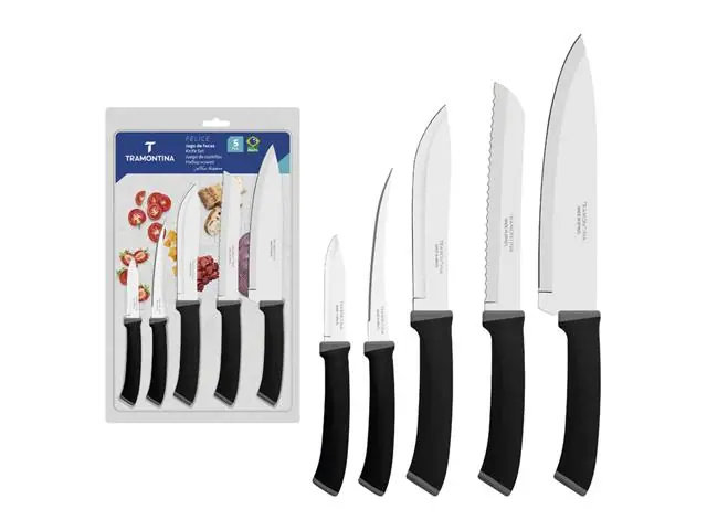 Jogo Facas Tramontina Felice Inox Preto 5 Peças