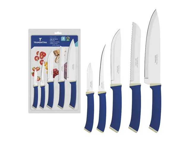 Jogo Facas Tramontina Felice Inox Azul 5 Peças
