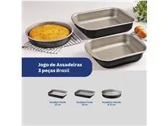 Jogo Assadeiras Tramontina Brasil Antiaderente Preto 3 Peças - 3
