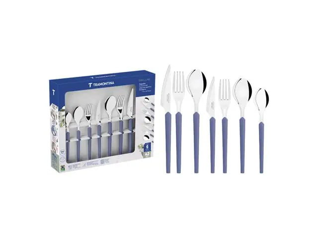 Faqueiro Tramontina Obelline Inox Azul Boreal 42 Peças