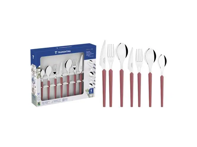 Faqueiro Tramontina Obelline Inox Vinho Rubi 42 Peças