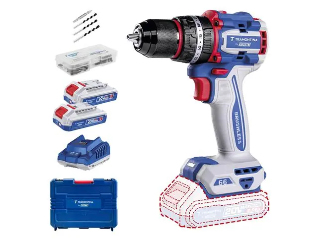 Parafusadeira Impacto 20V 66Nm Kit 2Bat + Maleta