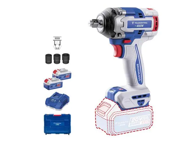 Chave Impacto 20V 500Nm Kit 2Bat 4Ah + Maleta