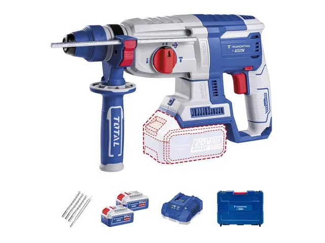 Martelete SDS Plus 20V 26mm Kit 2Bat 4Ah + Maleta