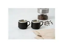 Xícaras Café Tramontina Empilháveis Inox ABS Preto 2p 80ml - 2