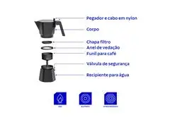 Cafeteira Italiana Tramontina Alumínio Preta 320ml Espresso - 2