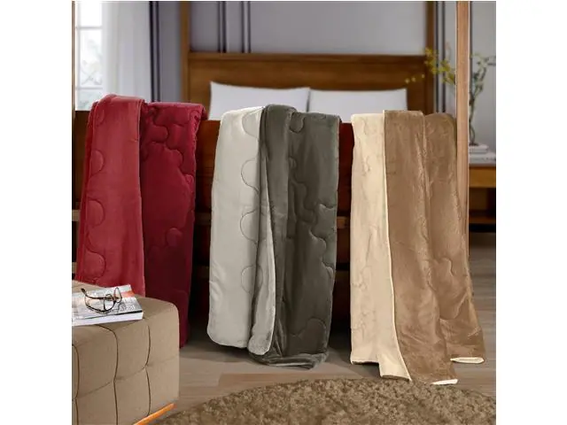 Edredom Casal Plush Flannel Chocolate Escuro/Claro 1pc