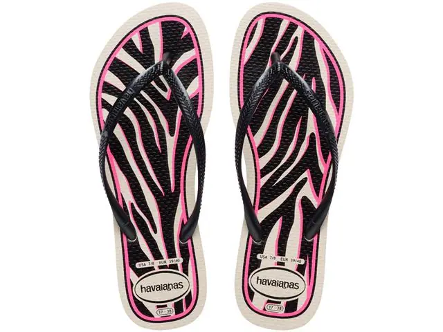 Chinelo Havaianas Slim Animals Bege Palha/Cinza Dark Metalico Tam 35-3