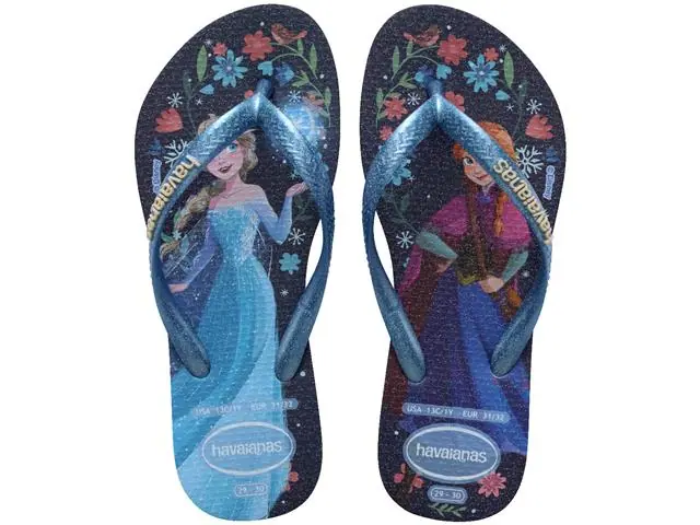 Chinelo Havaianas Kids Slim Princess Azul/Azul Lavanda Tam 27-28