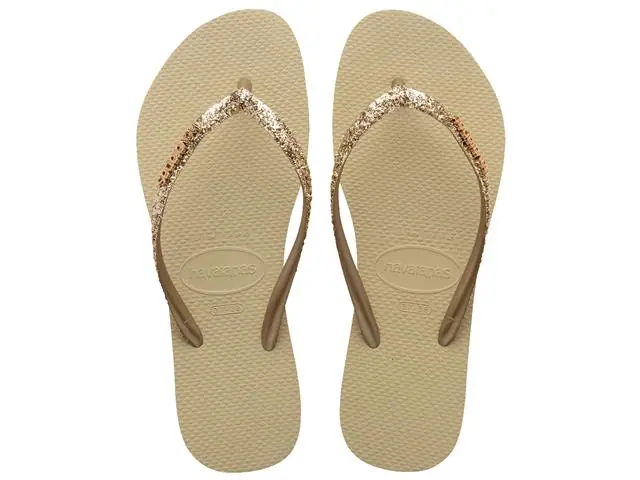 Chinelo Havaianas Slim Glitter Ii Areia Tam 33-34