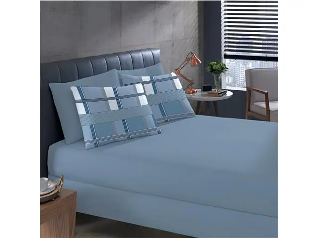 Jogo Cama Casal Basic Rolinho Est.Oliver Azul 3pc