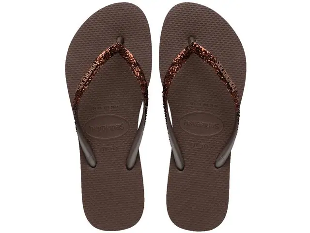 Chinelo Havaianas Slim Glitter Ii Cafe Tam 33-34