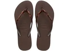 Chinelo Havaianas Slim Glitter Ii Cafe Tam 33-34 - 0
