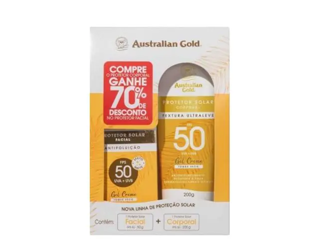 Kit Protetor Solar Australian Gold FPS 50 200g + 50g